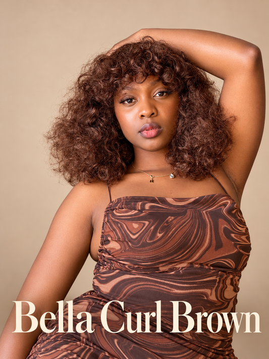 Bella Curl Brown — Perruque 100 % cheveux humains | 18 pouces