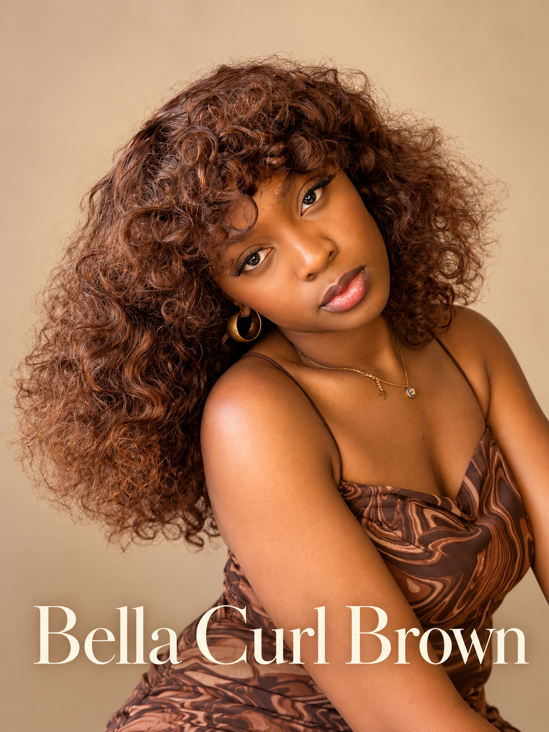 Bella Curl Brown — Perruque 100 % cheveux humains | 18 pouces