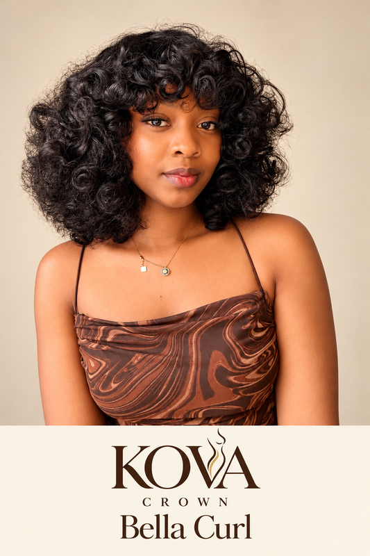 Bella Curl — KOVA CROWN | Perruque bouclée 100 % cheveux humains — 18 pouces