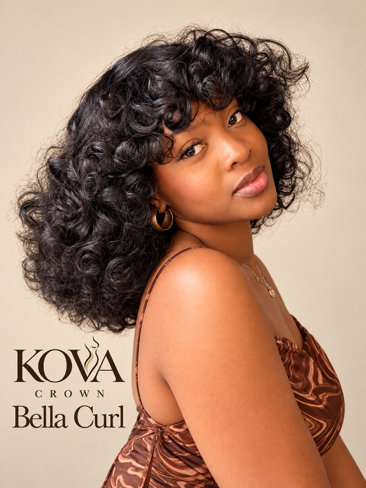 Bella Curl — KOVA CROWN | Perruque bouclée 100 % cheveux humains — 18 pouces