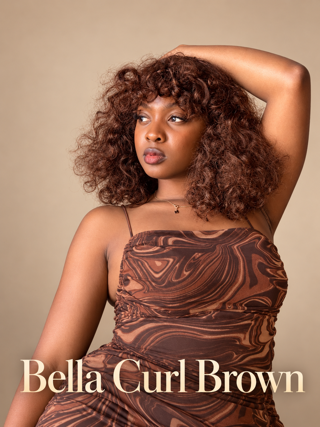 Bella Curl Brown — Perruque 100 % cheveux humains | 18 pouces